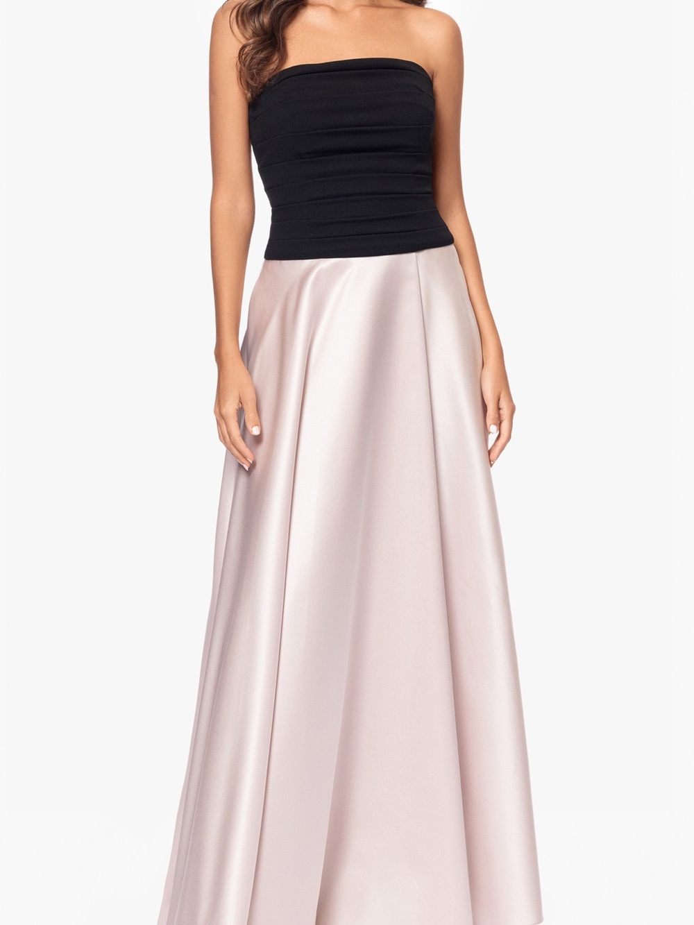 Xscape Black Bodice Blush Satin Maxi Dress
